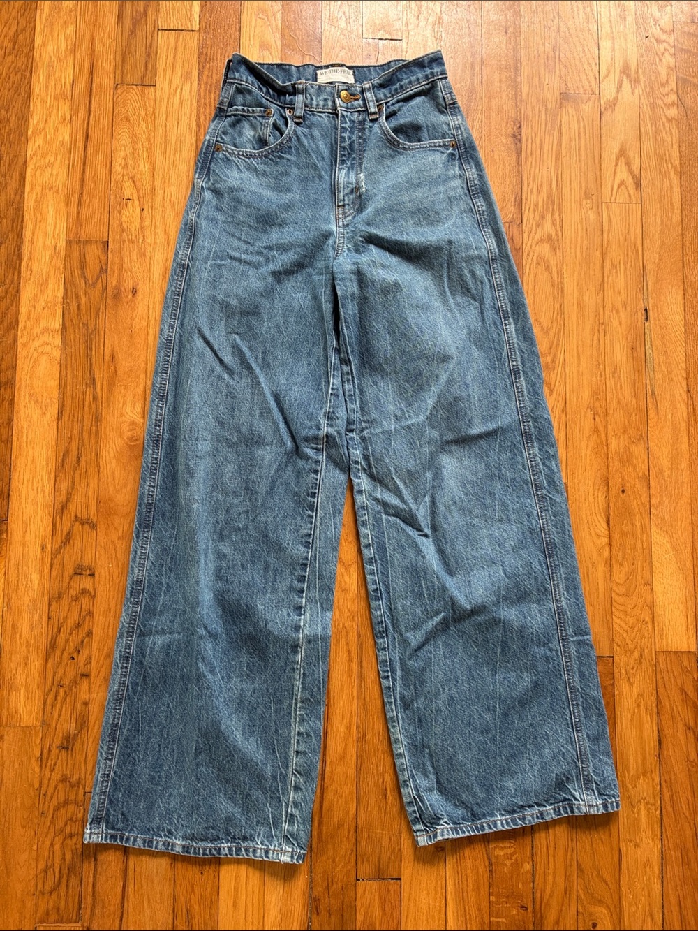 We The Free Gia Wide Leg Jeans 25 CRVY Curvy High Rise Cotton FLAW READ